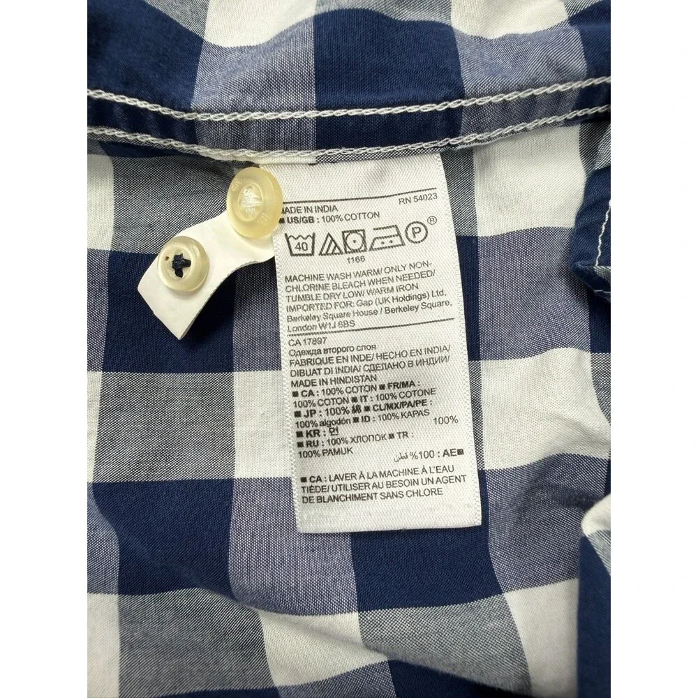 Banana Republic Custom 078 Wash Shirt Mens M Camden Fit Blue Check
